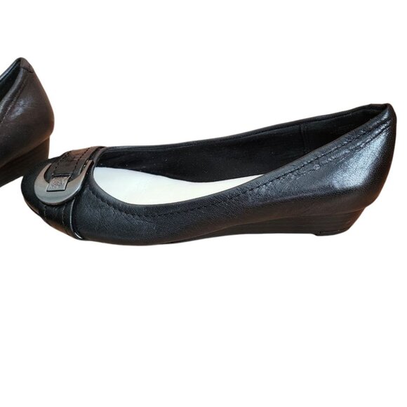 Anne Klein Shoes Woman's Black Leather Upper Balance Size 7.5 Ballet Flat - Picture 3 of 13